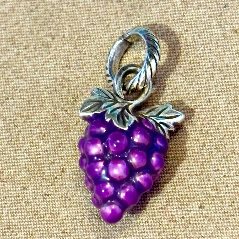 🆕 Brighton Grapeful Bunch charm Purple enamel grapes Silver leaves NWOT - Picture 1 of 7